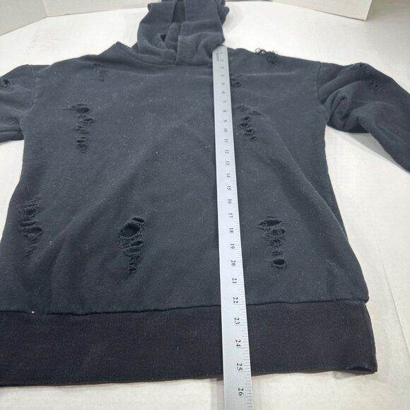 Wet Seal Women's Size Medium Hoodie Distressed Black Preowned - Picture 12 of 13